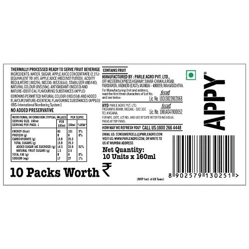 Appy Fizz Apple Juice Drink Tetrapak 10X125 Ml