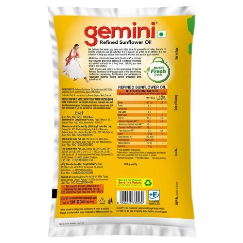 Gemini Sunflower Oil 870 Gm