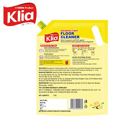Klia Disinfectant Floor Cleaner Lemon Pouch 1800 Ml