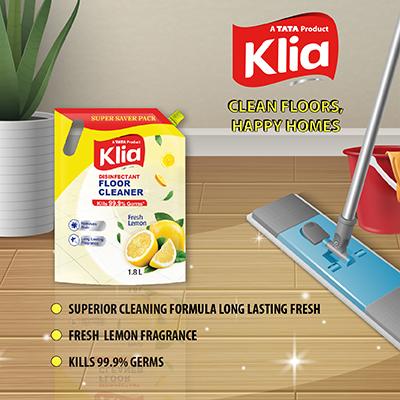 Klia Disinfectant Floor Cleaner Lemon Pouch 1800 Ml