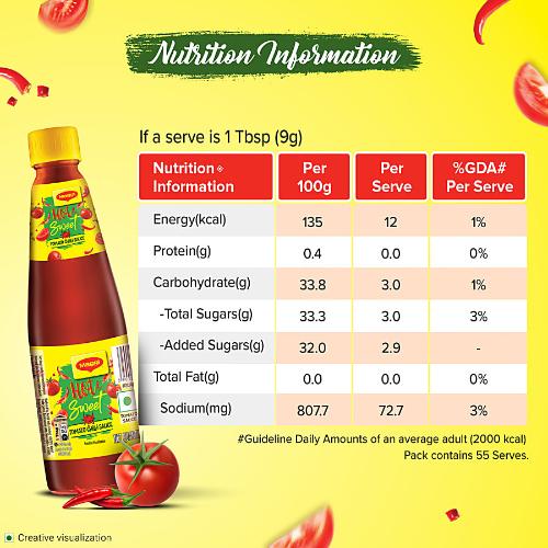 Maggi Hot & Sweet Tomato Ketchup Bottle 500 Gm