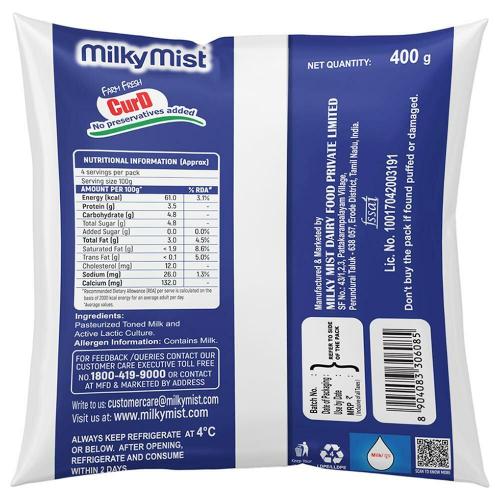 Milky Mist Curd Pouch 400 Gm