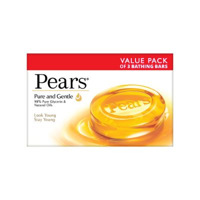Pears Moisturising Bathing Bar Soap With Glycerine Pure & Gentle - For Golden Glow 3X125 Gm