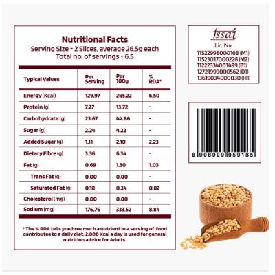 Thf Zero Maida Simply Whole Wheat Bread 350 Gm