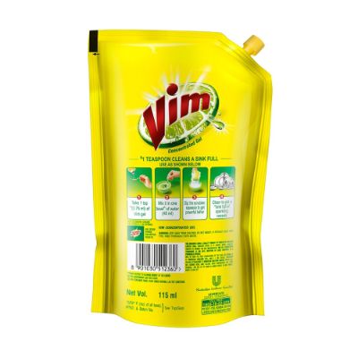 Vim Dishwash Liquid Gel Lemon Pouch 155 Ml