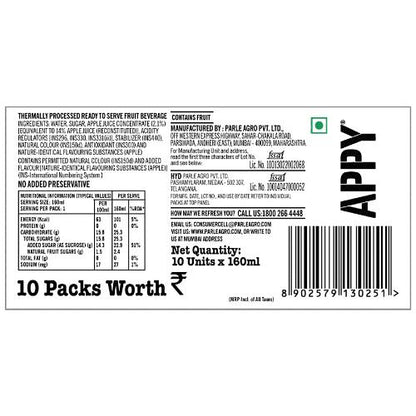 Appy Fizz Apple Juice Drink Tetrapak 10X125 Ml