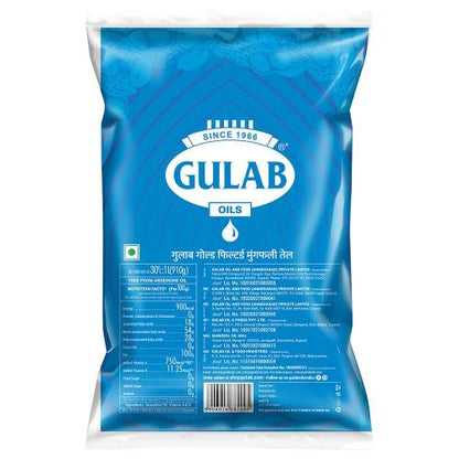 Gulab Filtered Groundnut Oil Pouch 870 Gm
