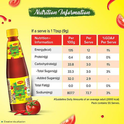 Maggi Hot & Sweet Tomato Ketchup Bottle 500 Gm