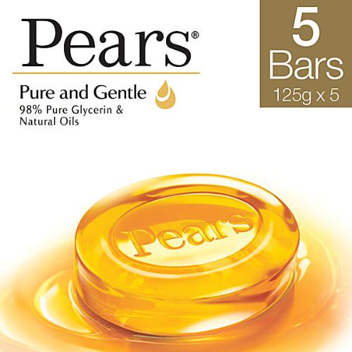 Pears Moisturising Bathing Bar Soap With Glycerine Pure & Gentle For Golden Glow 5X125 Gm