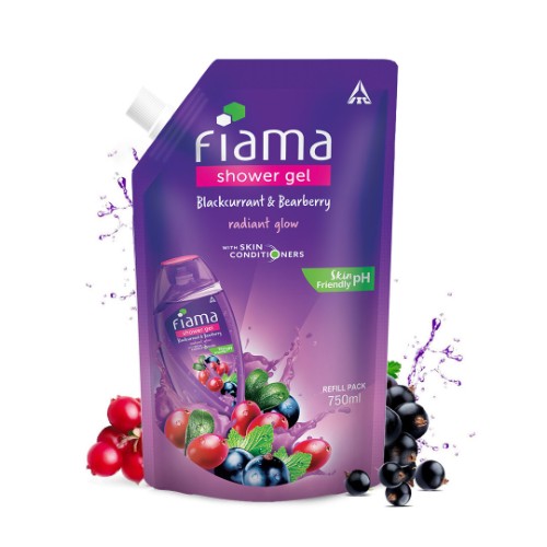 Fiama Body Wash Shower Gel Blackcurrent & Bearberry Refill Pack 750 Ml