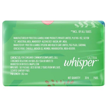 Whisper Ultra Clean Xl+ Wings Sanitary Pads 30 Pcs