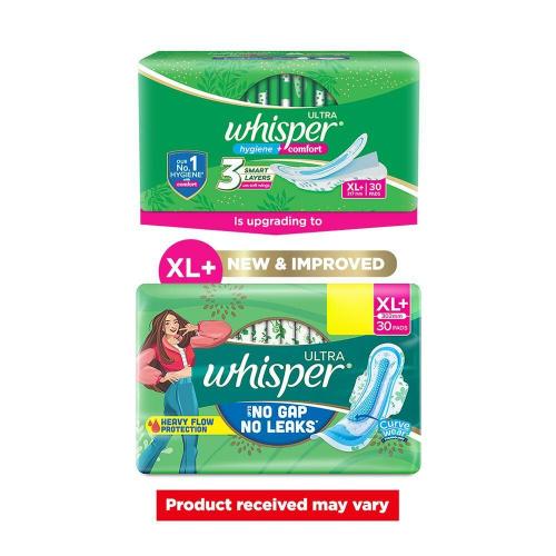 Whisper Ultra Clean Xl+ Wings Sanitary Pads 30 Pcs